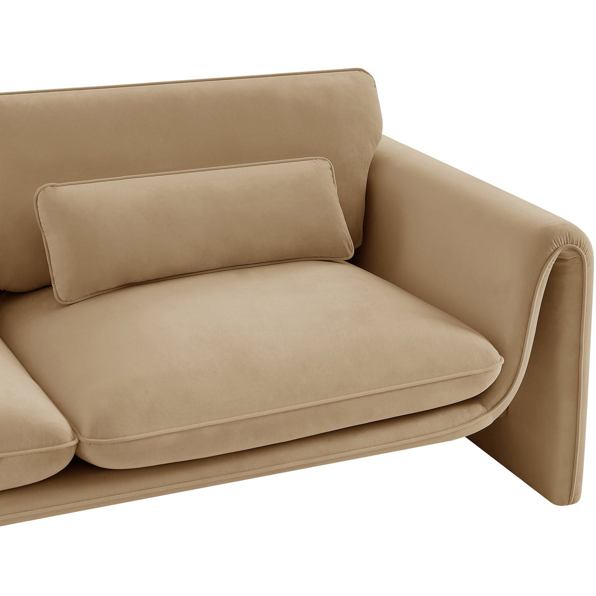 Sloan 8 6in Camel Velvet Upholstered Sofa