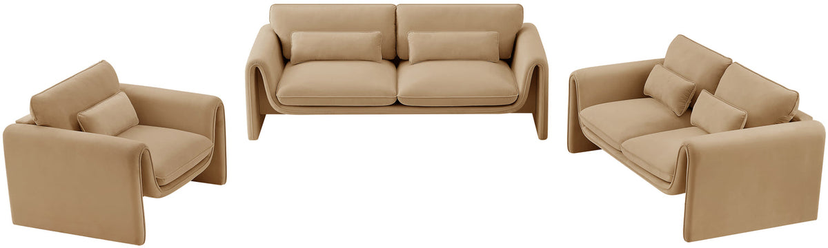 Sloan 8 6in Camel Velvet Upholstered Sofa