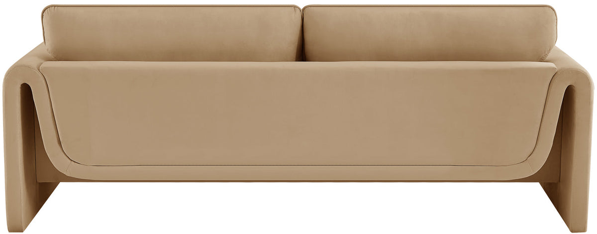 Sloan 8 6in Camel Velvet Upholstered Sofa