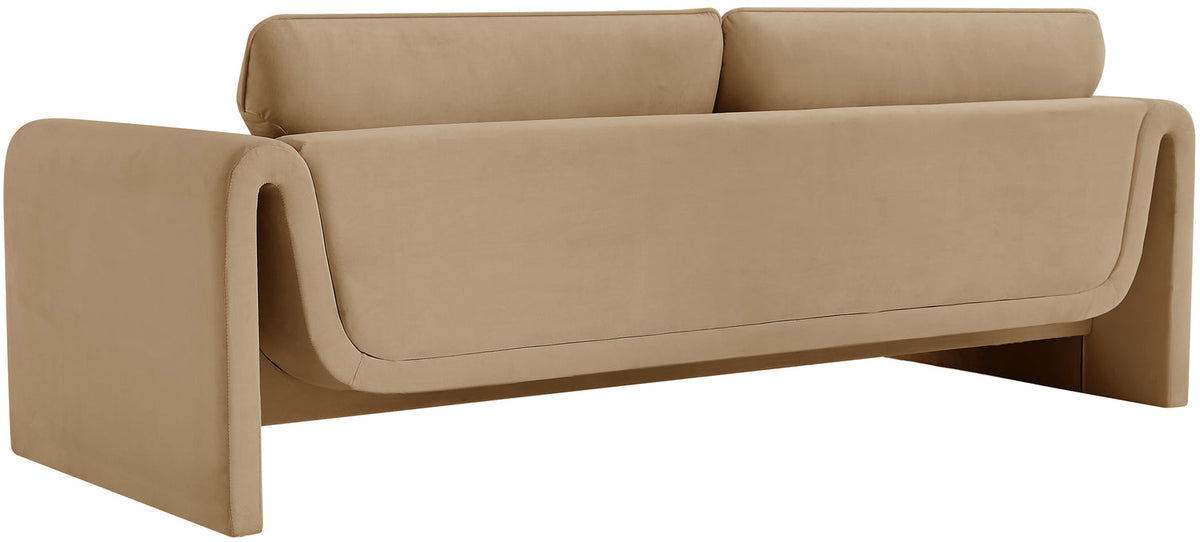 Sloan 8 6in Camel Velvet Upholstered Sofa