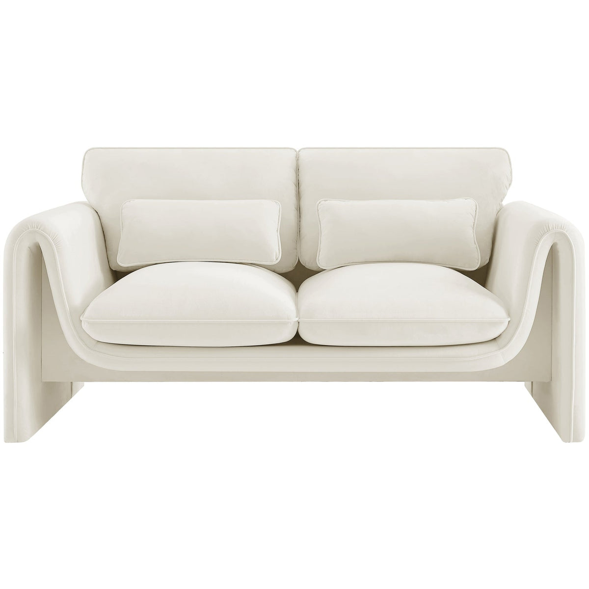 Sloan 64in Cream Velvet Upholstered Loveseat