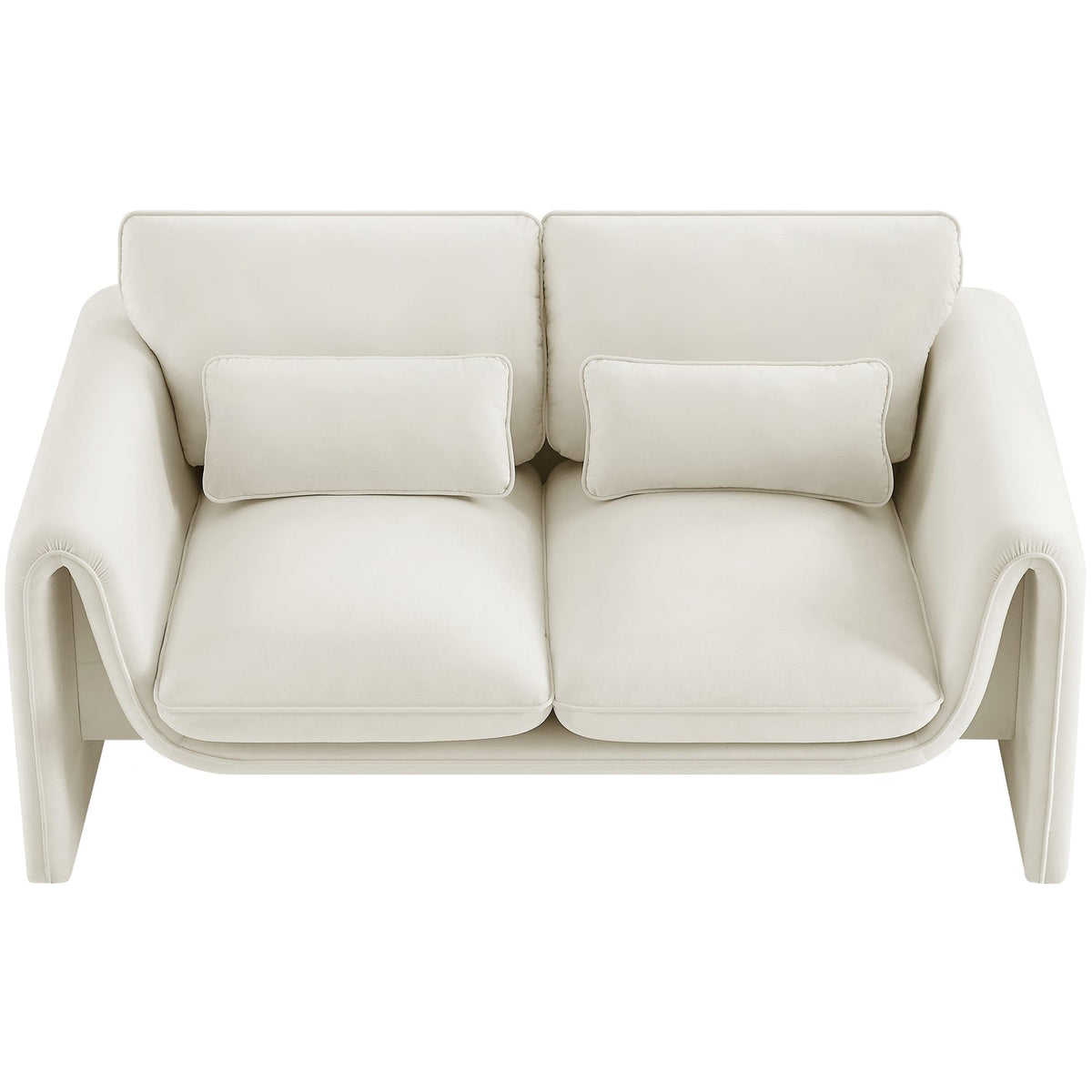 Sloan 64in Cream Velvet Upholstered Loveseat