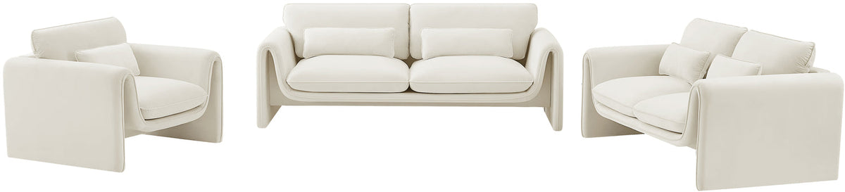 Sloan 86in Cream Velvet Upholstered Sofa