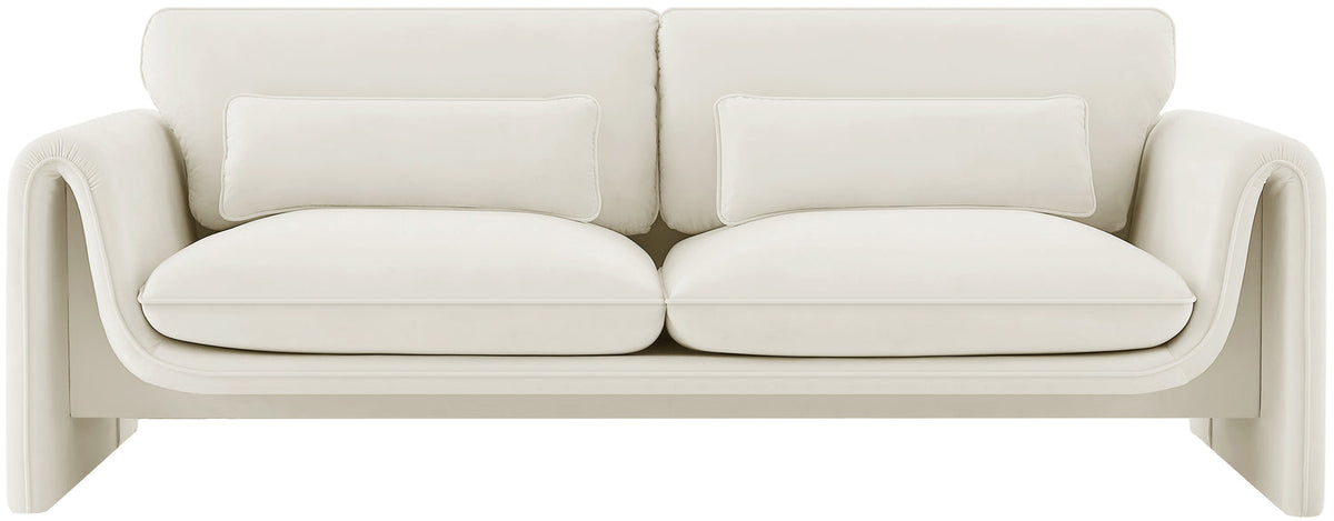 Sloan 86in Cream Velvet Upholstered Sofa