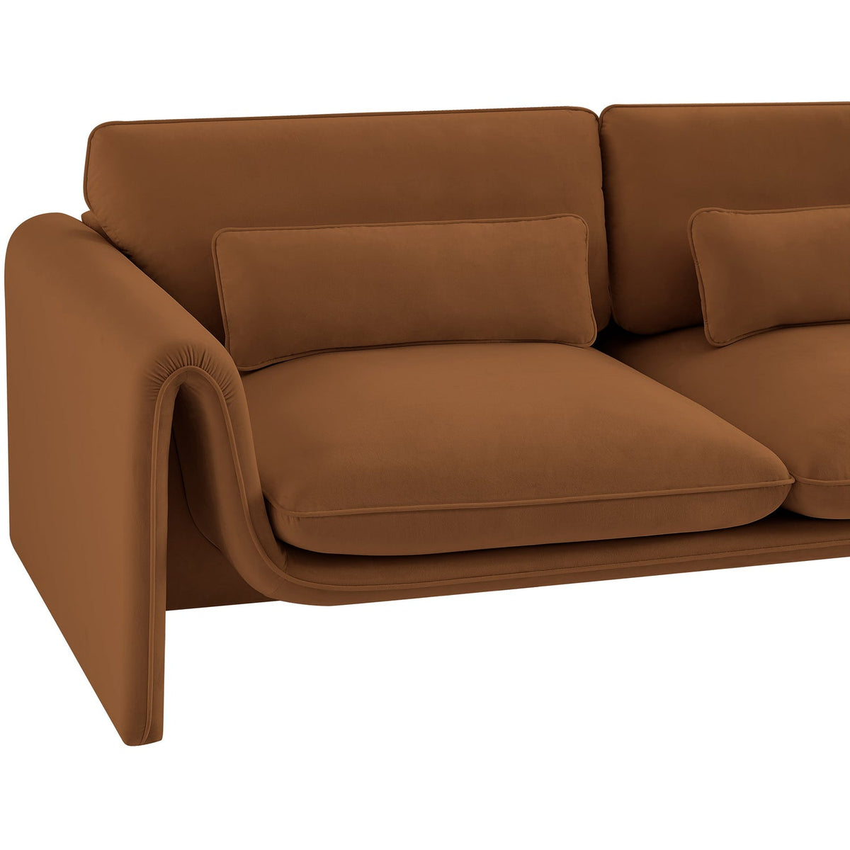 Sloan 6 4in Saddle Velvet Upholstered Loveseat