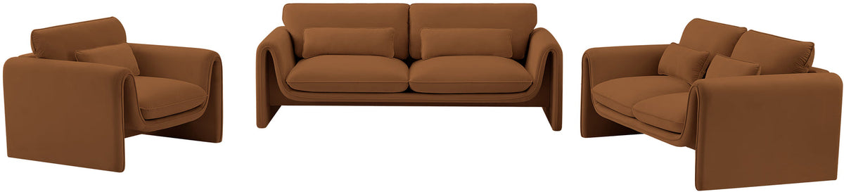 Sloan 86in Saddle Velvet Upholstered Sofa