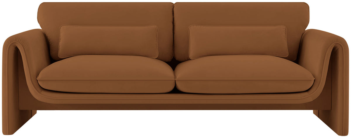 Sloan 86in Saddle Velvet Upholstered Sofa