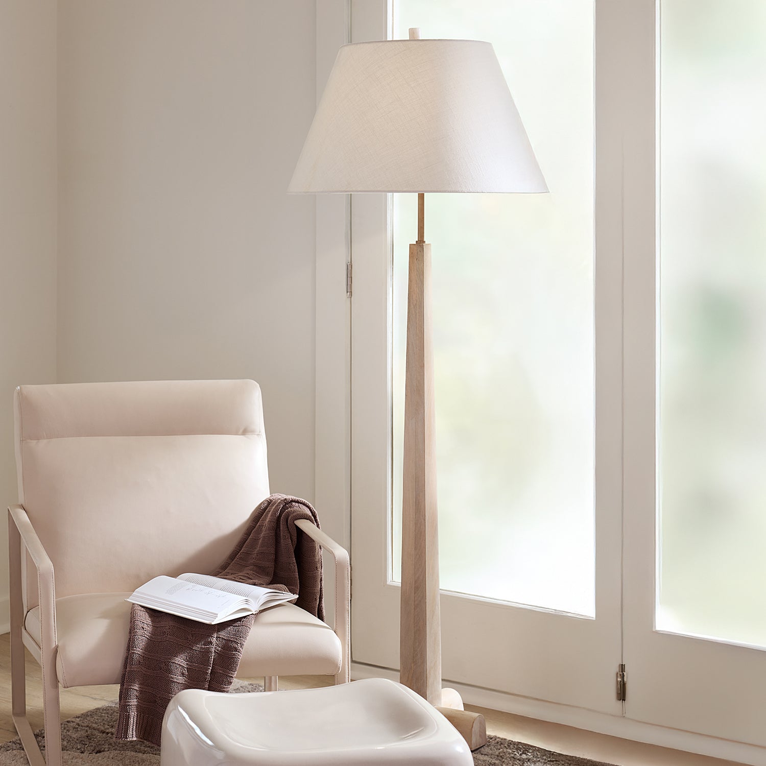 Jamie Young Charleston White Washed Wood Floor Lamp