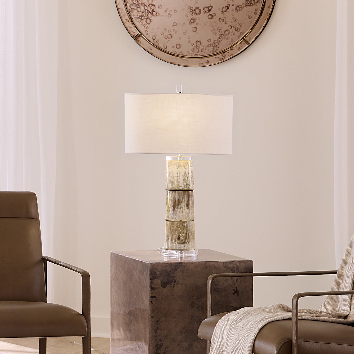 Jamie Young Stag Cream Stacked Horn Table Lamp