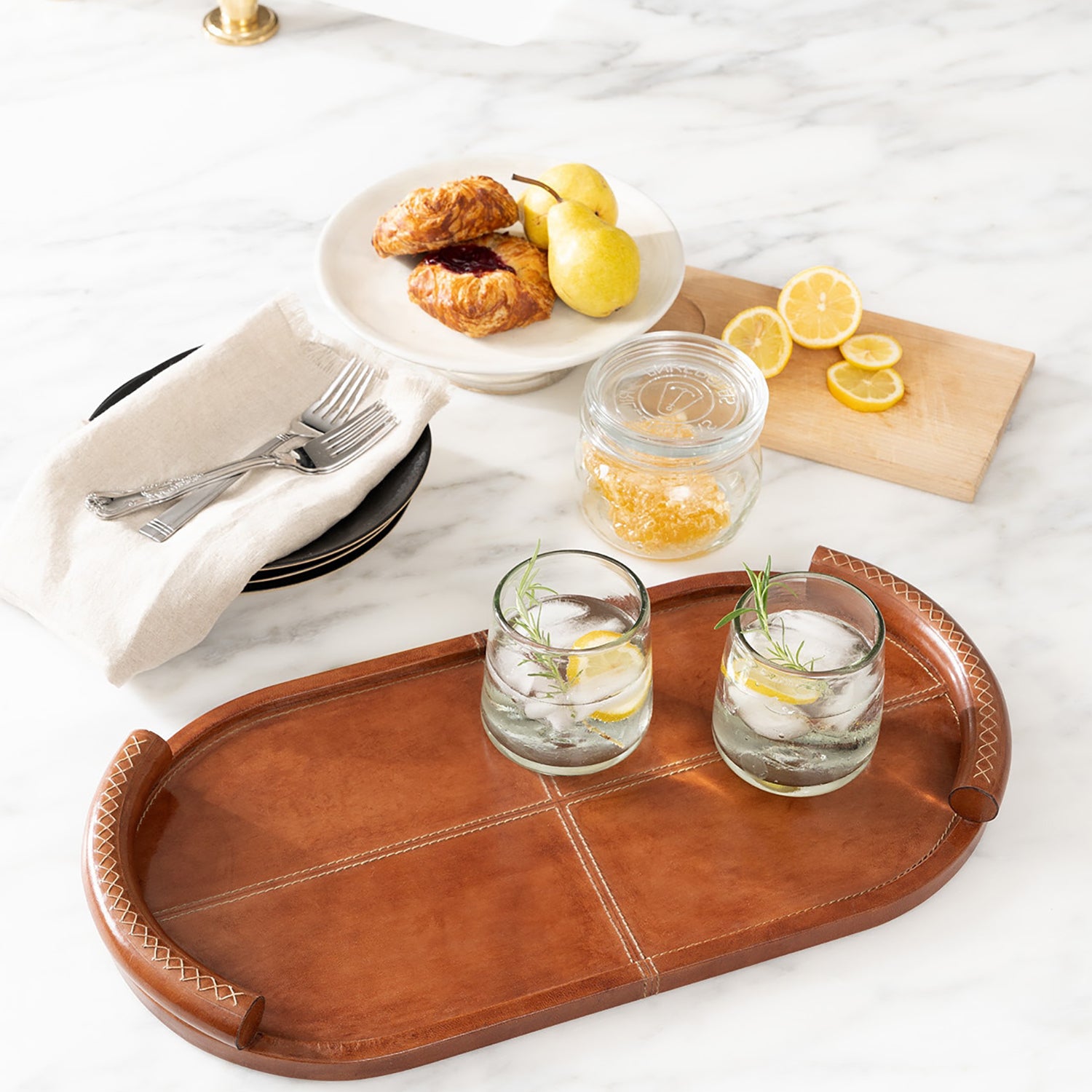 Regina Andrew Forte Oval Leather Tray