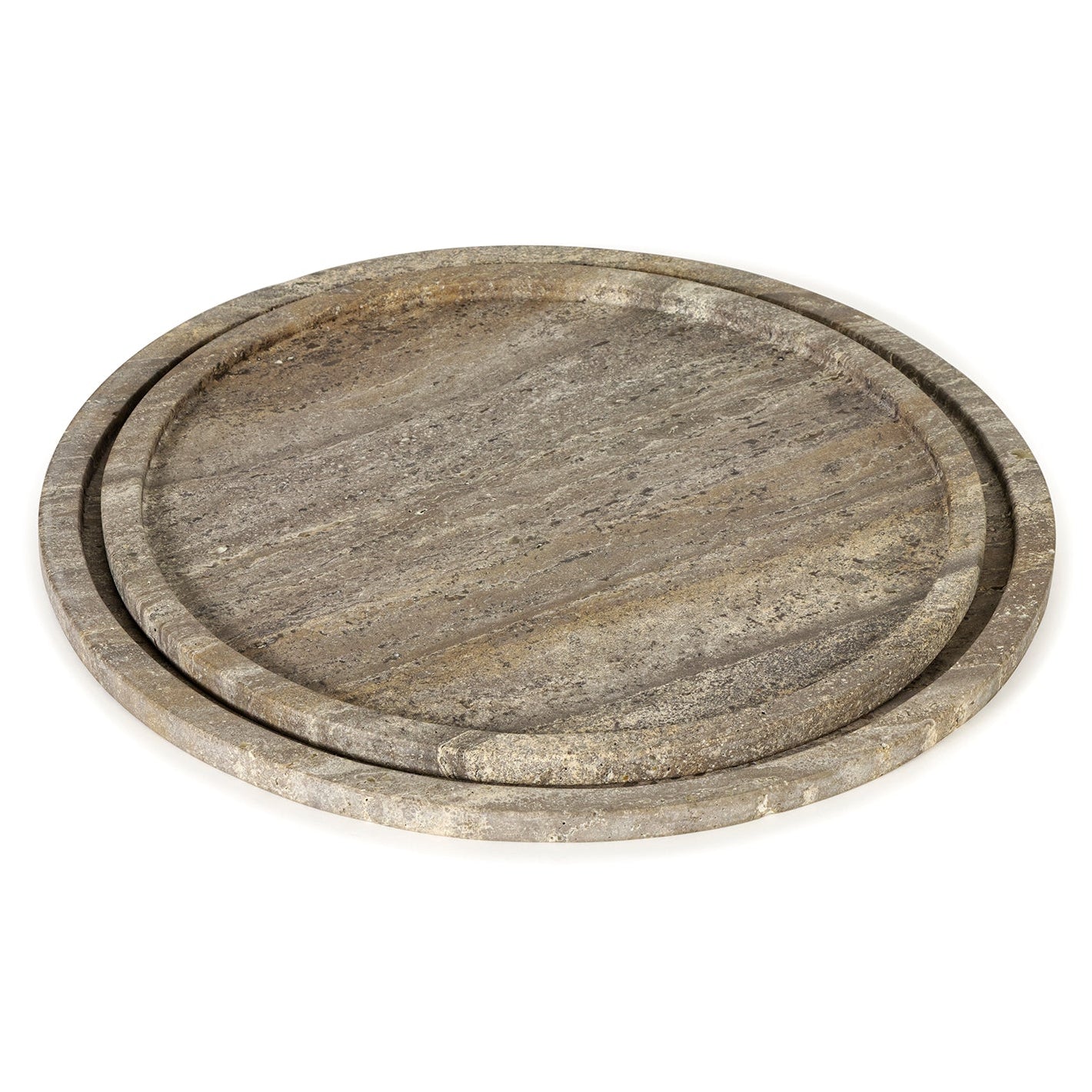 Regina Andrew Sutton Round Travertine Tray Set