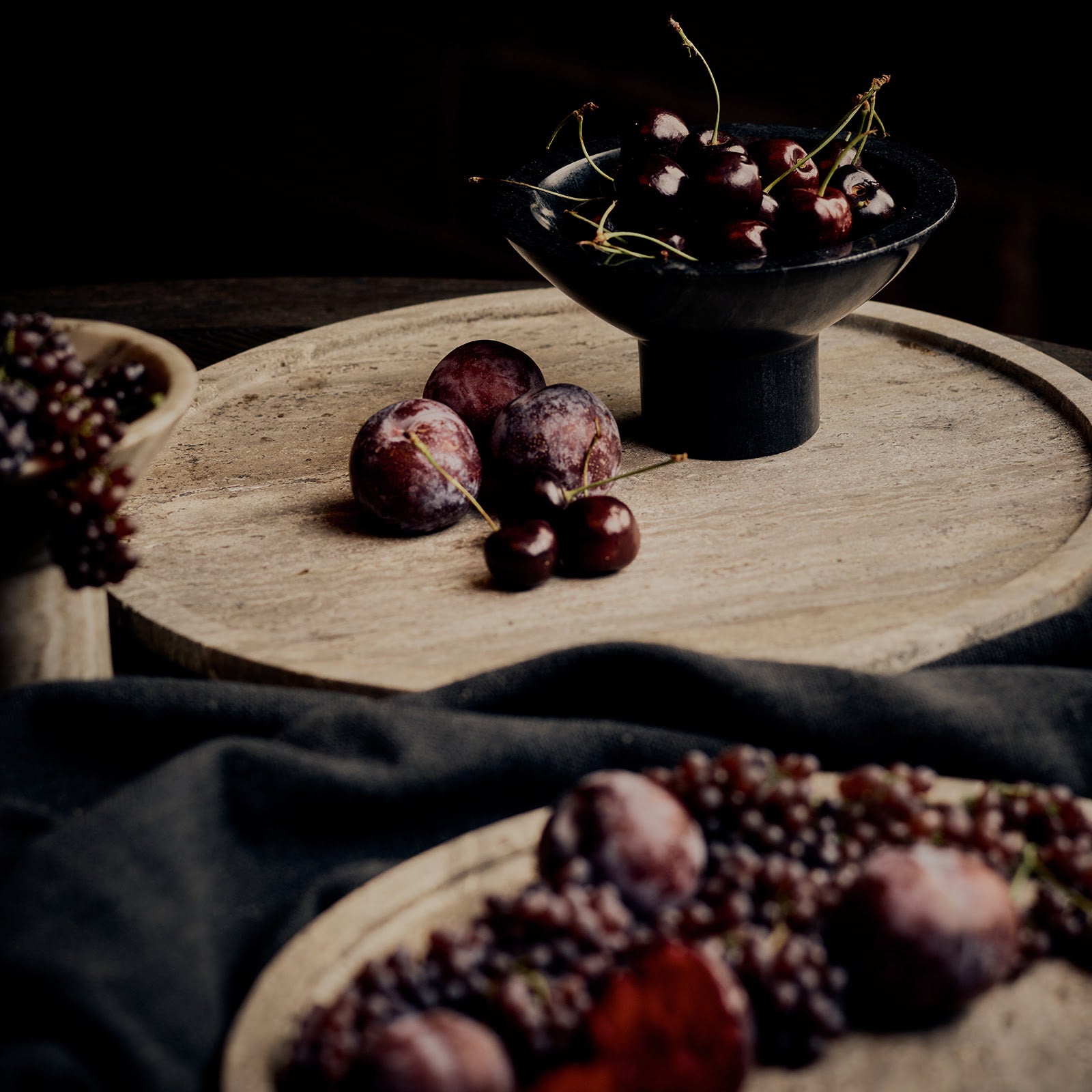 Regina Andrew Sutton Round Travertine Tray Set