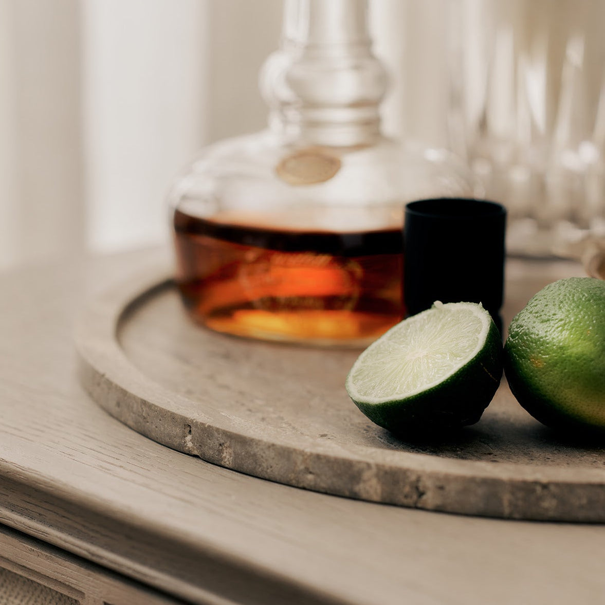 Regina Andrew Sutton Round Travertine Tray Set