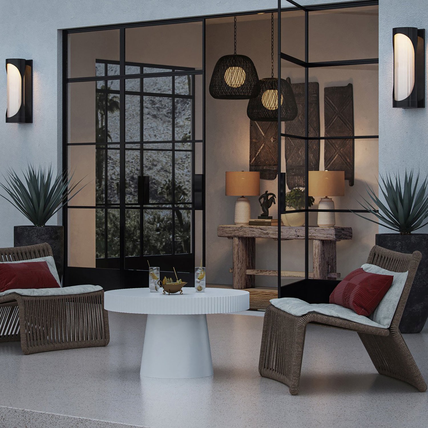 Currey & Co Harlow White Concrete Cocktail Table - Final Sale