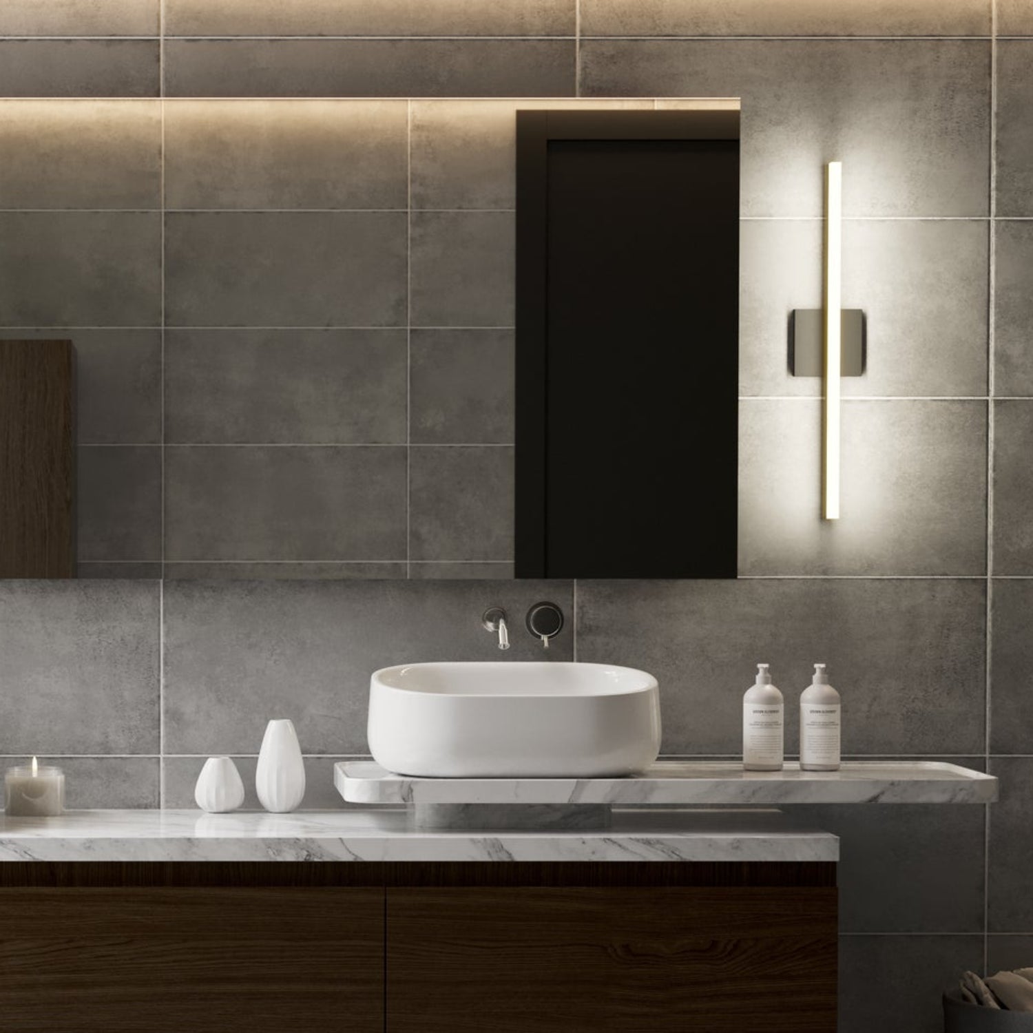 Sonneman Stiletto Satin Black 2340.25-DIM Bath And Vanity Light