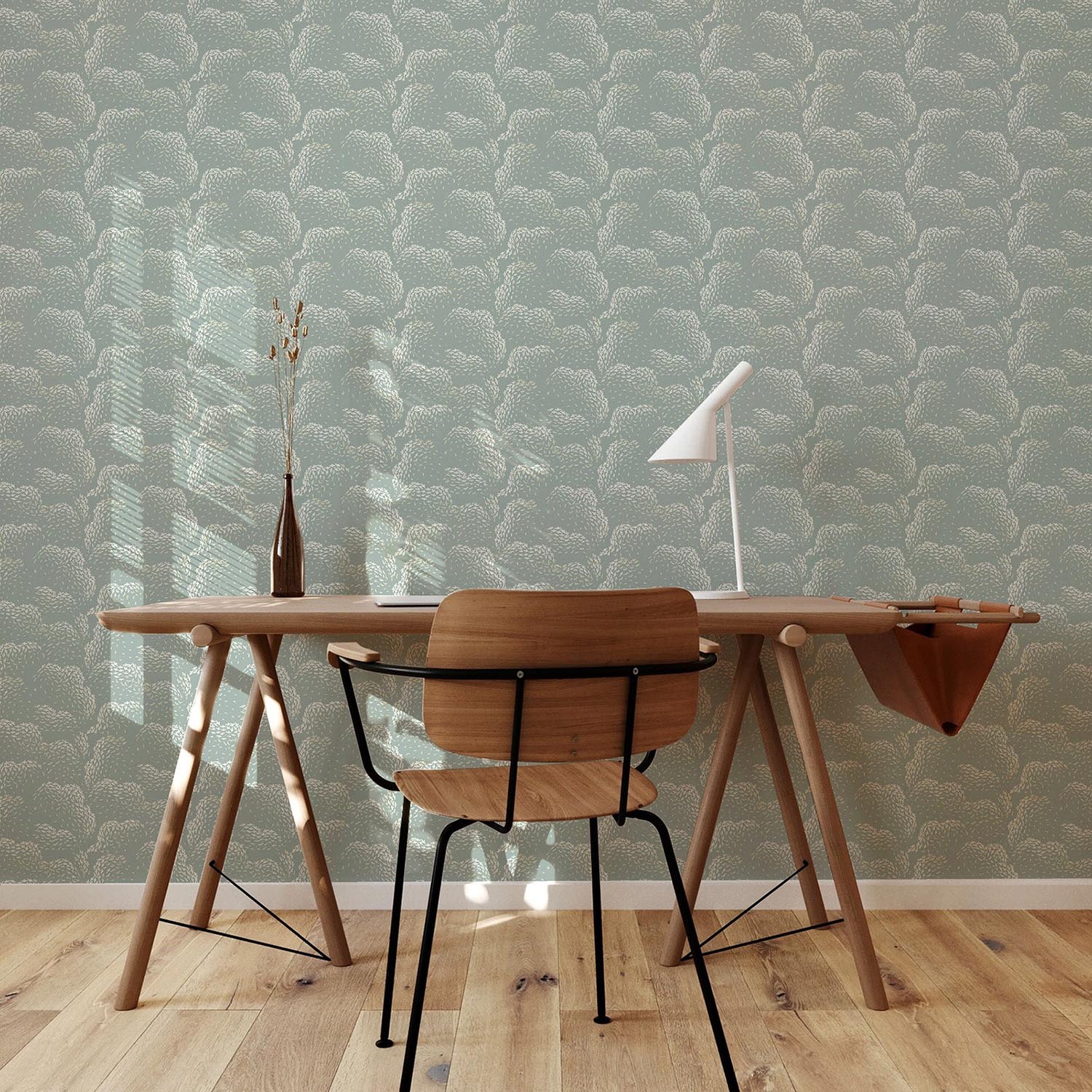 Mitchell Black Flock Wallpaper