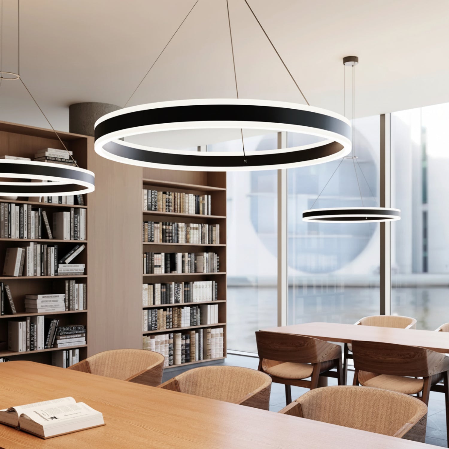 Sonneman Double Corona Satin Black 2305.25 Pendant