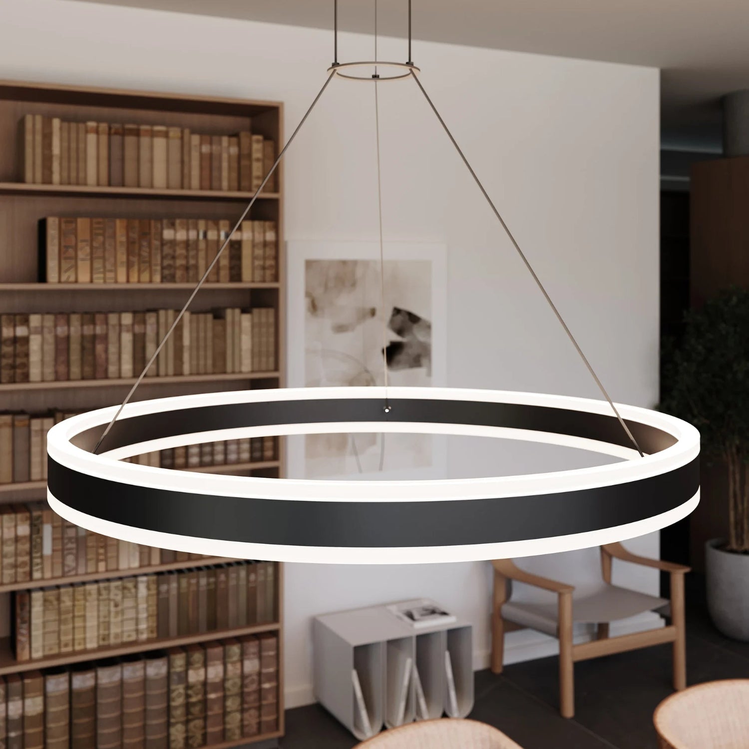 Sonneman Double Corona Satin Black 2305.25 Pendant