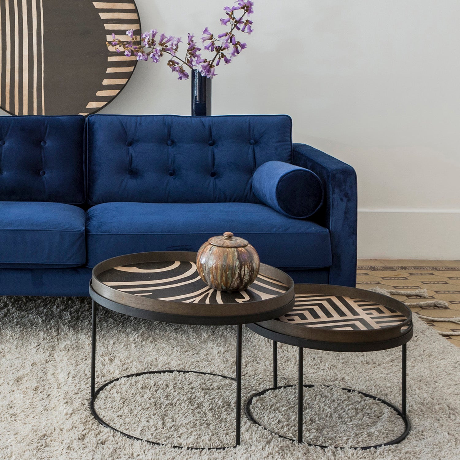 Ethnicraft Tray Round Coffee Table Set of 2