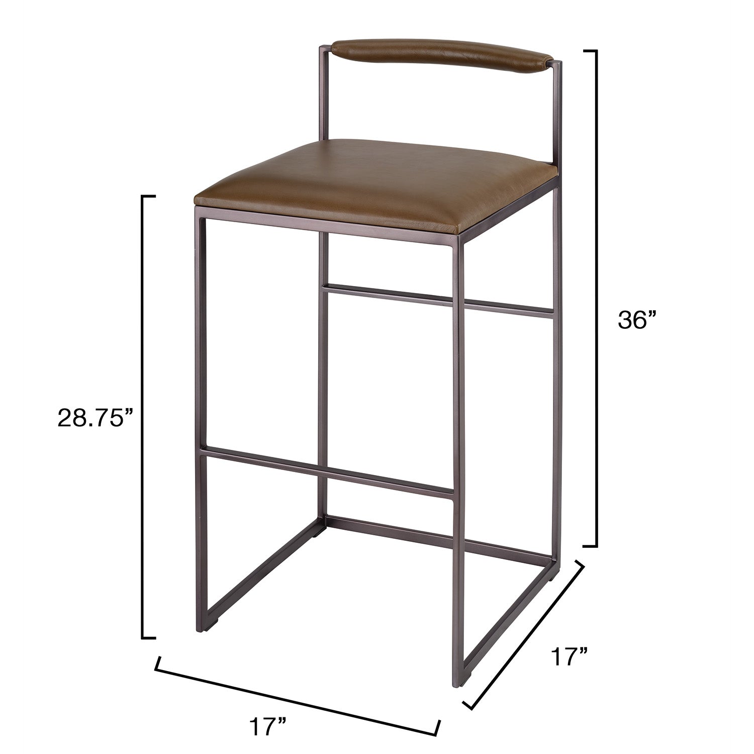 Jamie Young Bradbury Truffle Leather Bar Stool