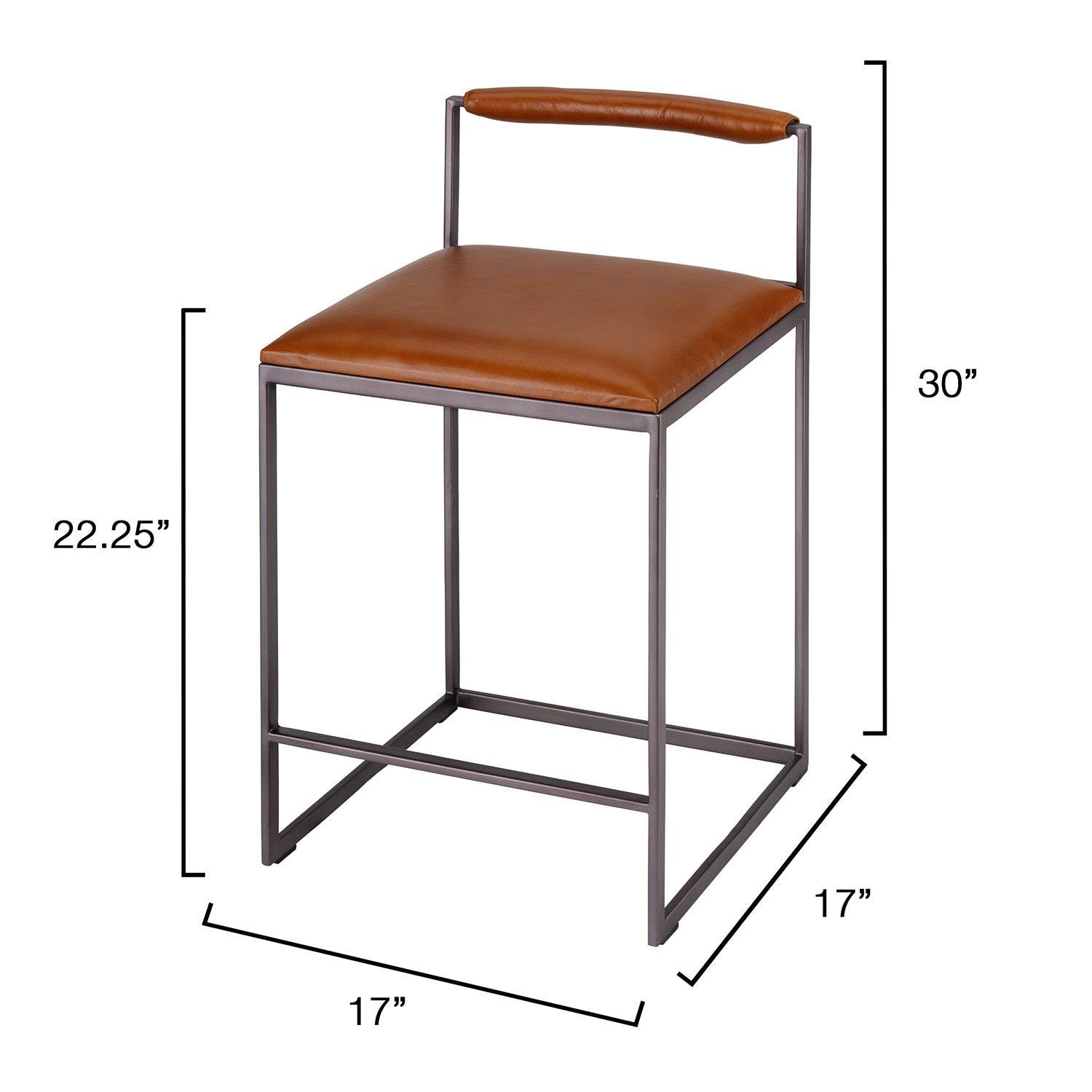 Jamie Young Bradbury Saddle Leather Counter Stool