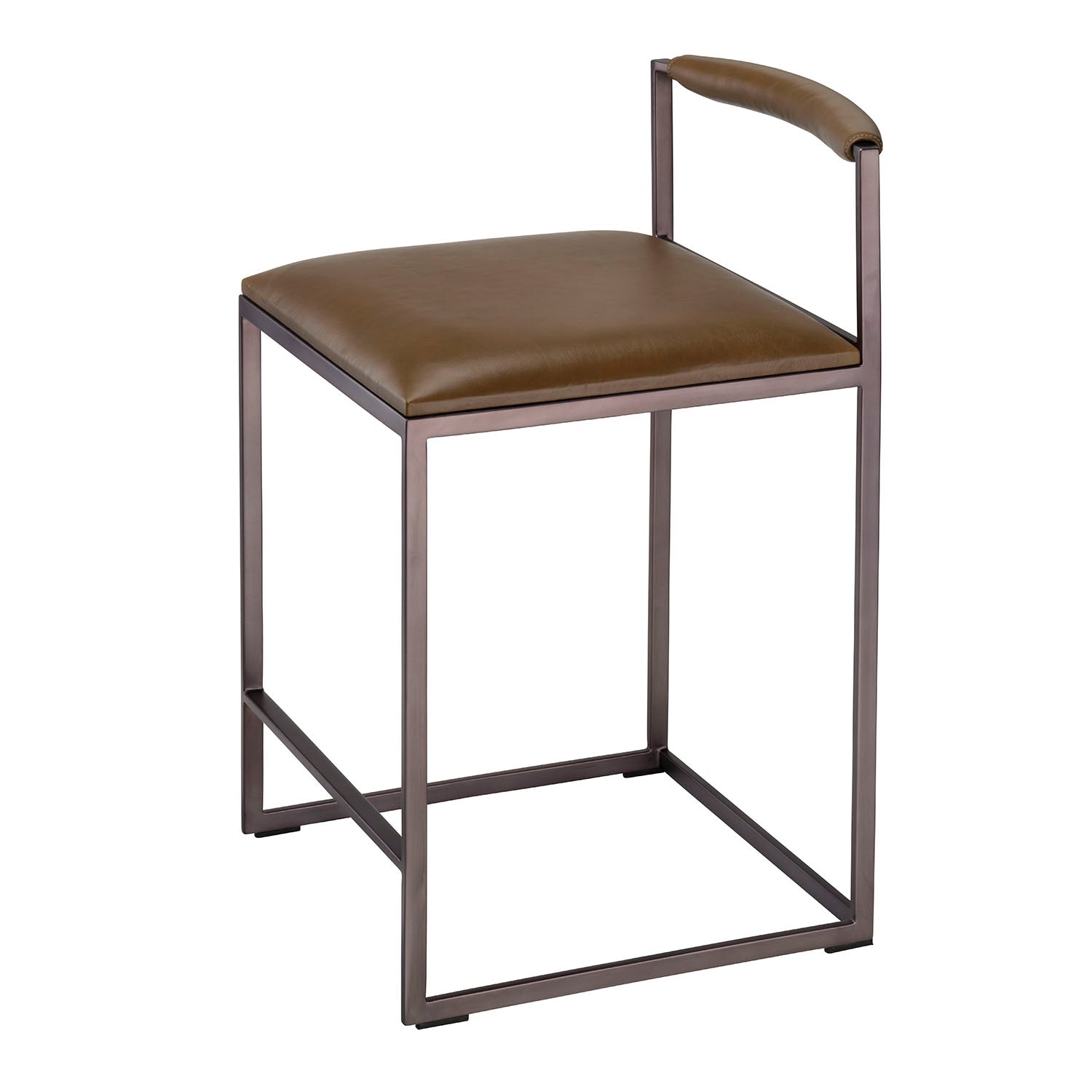 Jamie Young Bradbury Truffle Leather Counter Stool