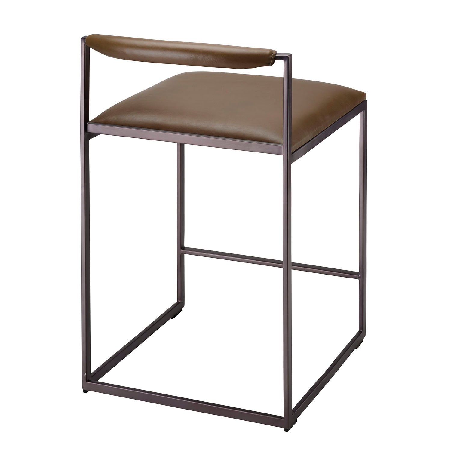 Jamie Young Bradbury Truffle Leather Counter Stool