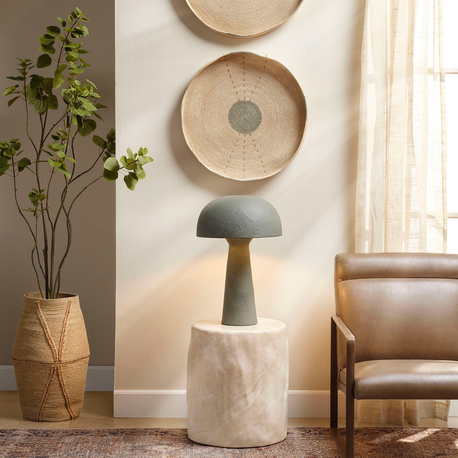 Jamie Young Cedar Marbled Cream Side Table