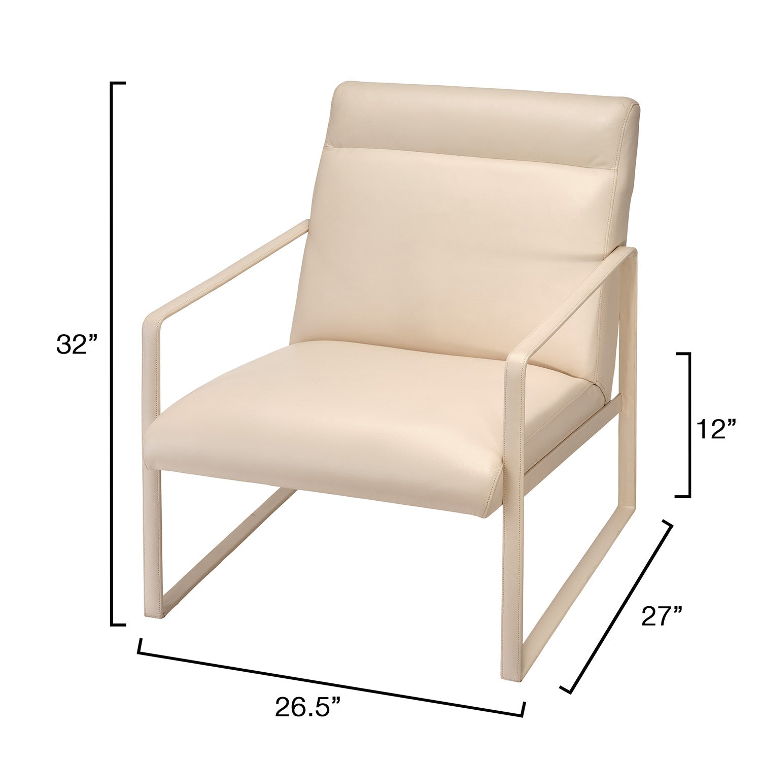 Jamie Young Hemingway Cream Leather Accent Chair