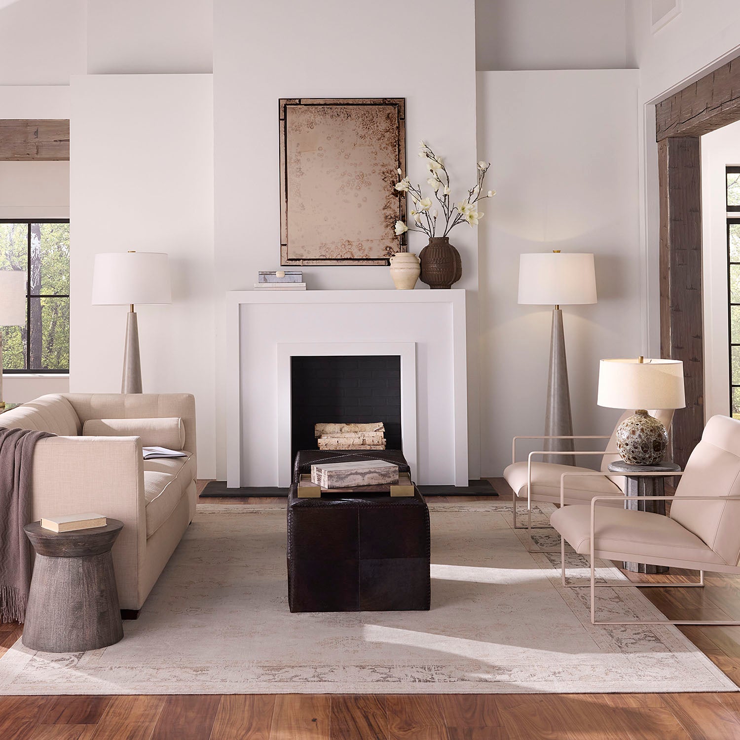 Jamie Young Hemingway Cream Leather Accent Chair