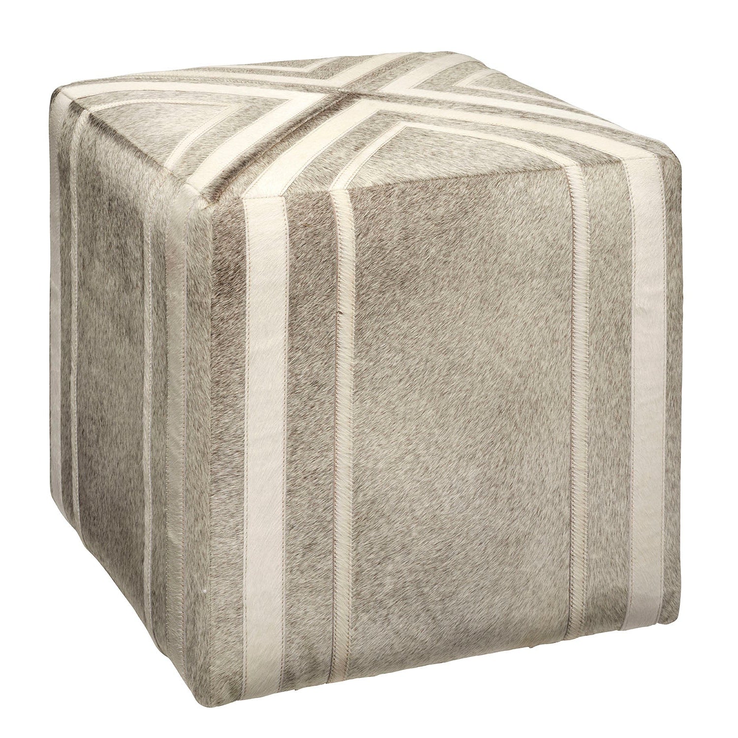 Jamie Young Nantucket Grey Hide Ottoman