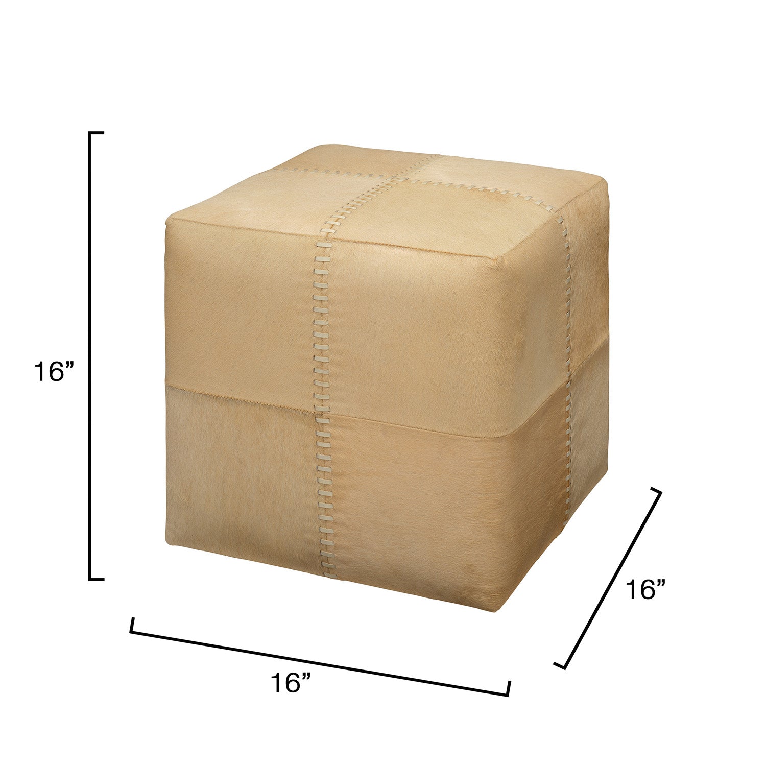 Jamie Young Small Cream Hide Ottoman