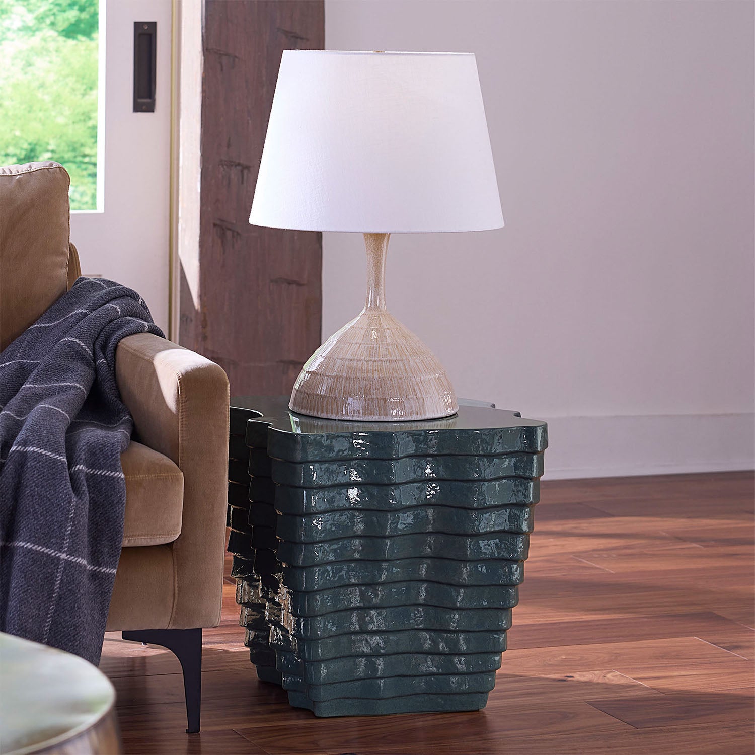 Jamie Young Strata Slate Blue Side Table