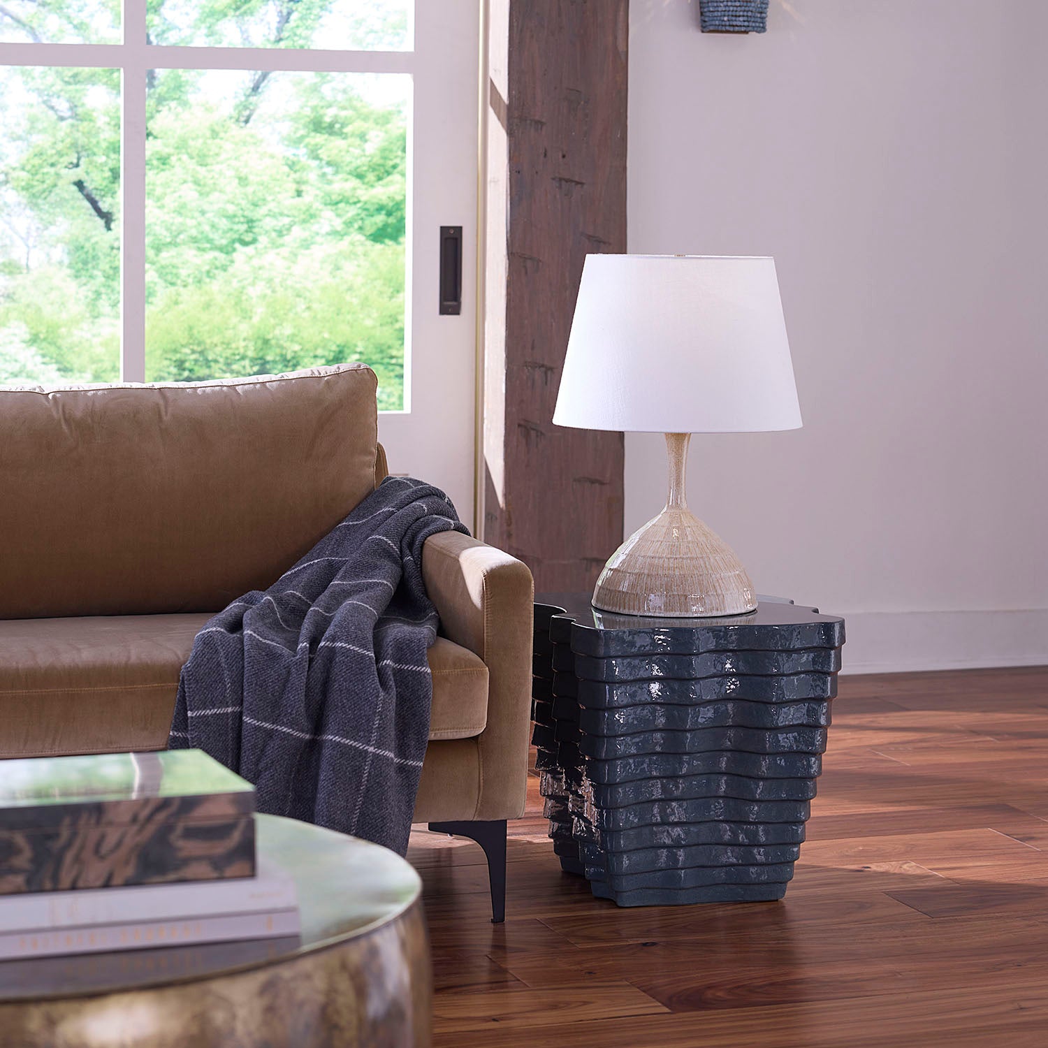 Jamie Young Strata Slate Blue Side Table