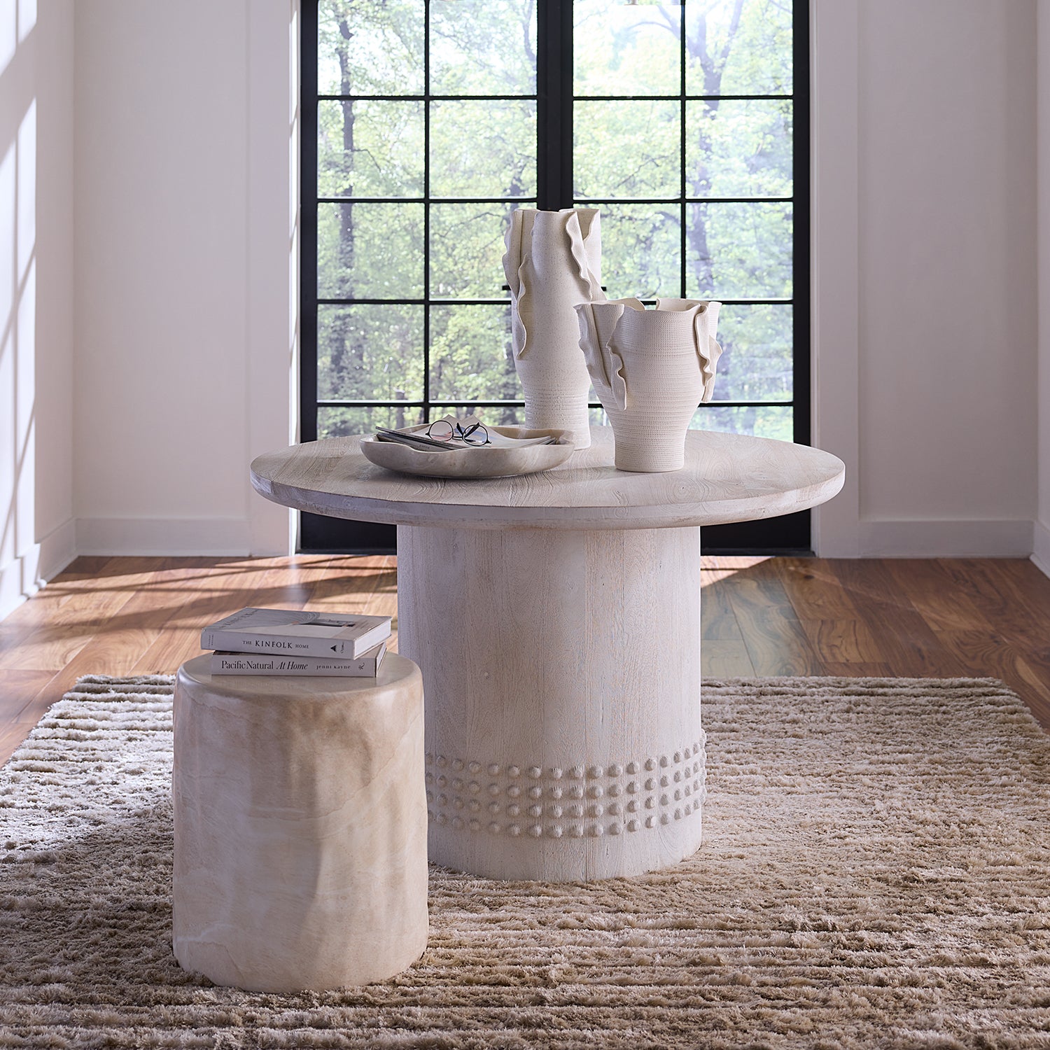 Jamie Young Studded White Washed Bistro Dining Table