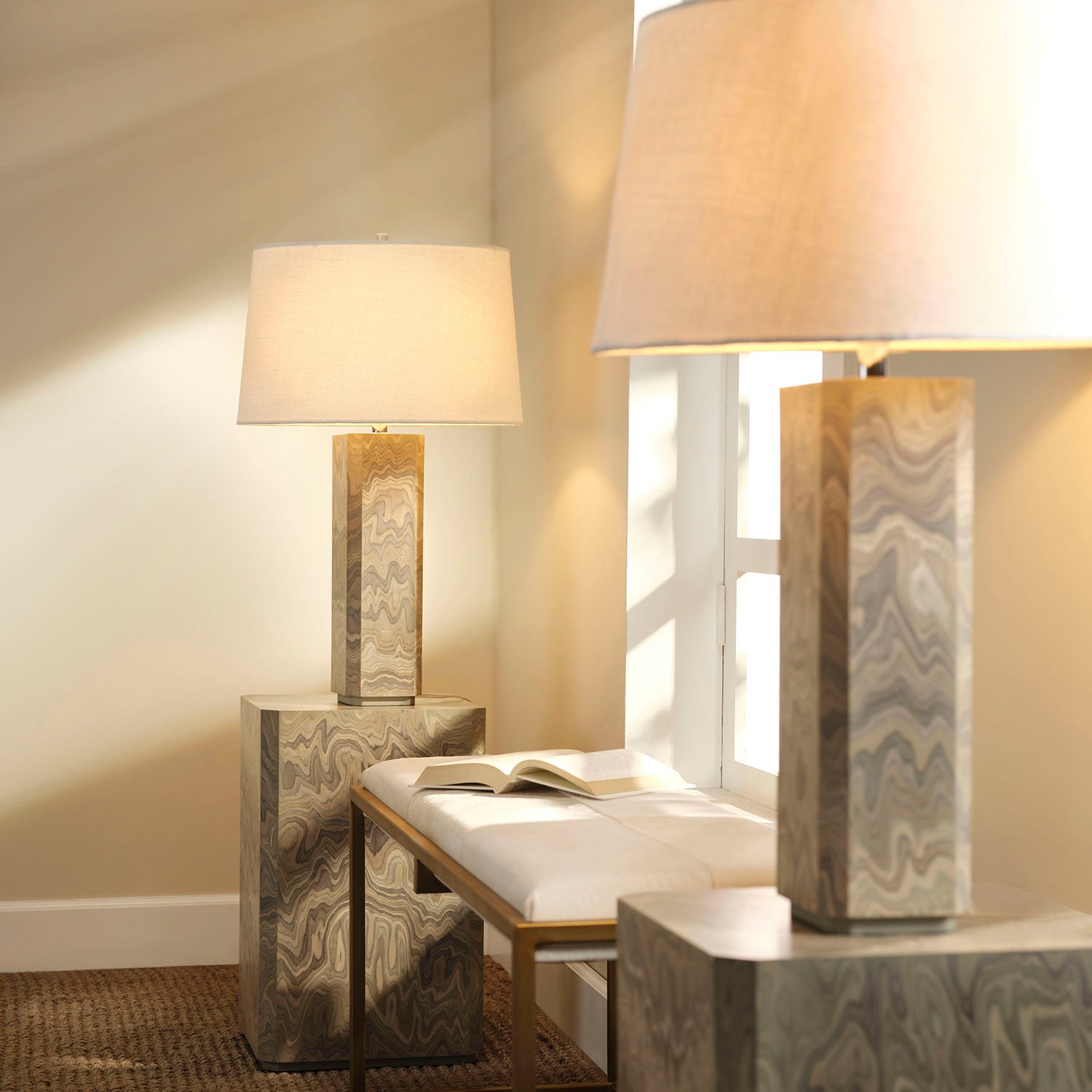 Jamie Young Vale Sand Grey Veneer Side Table