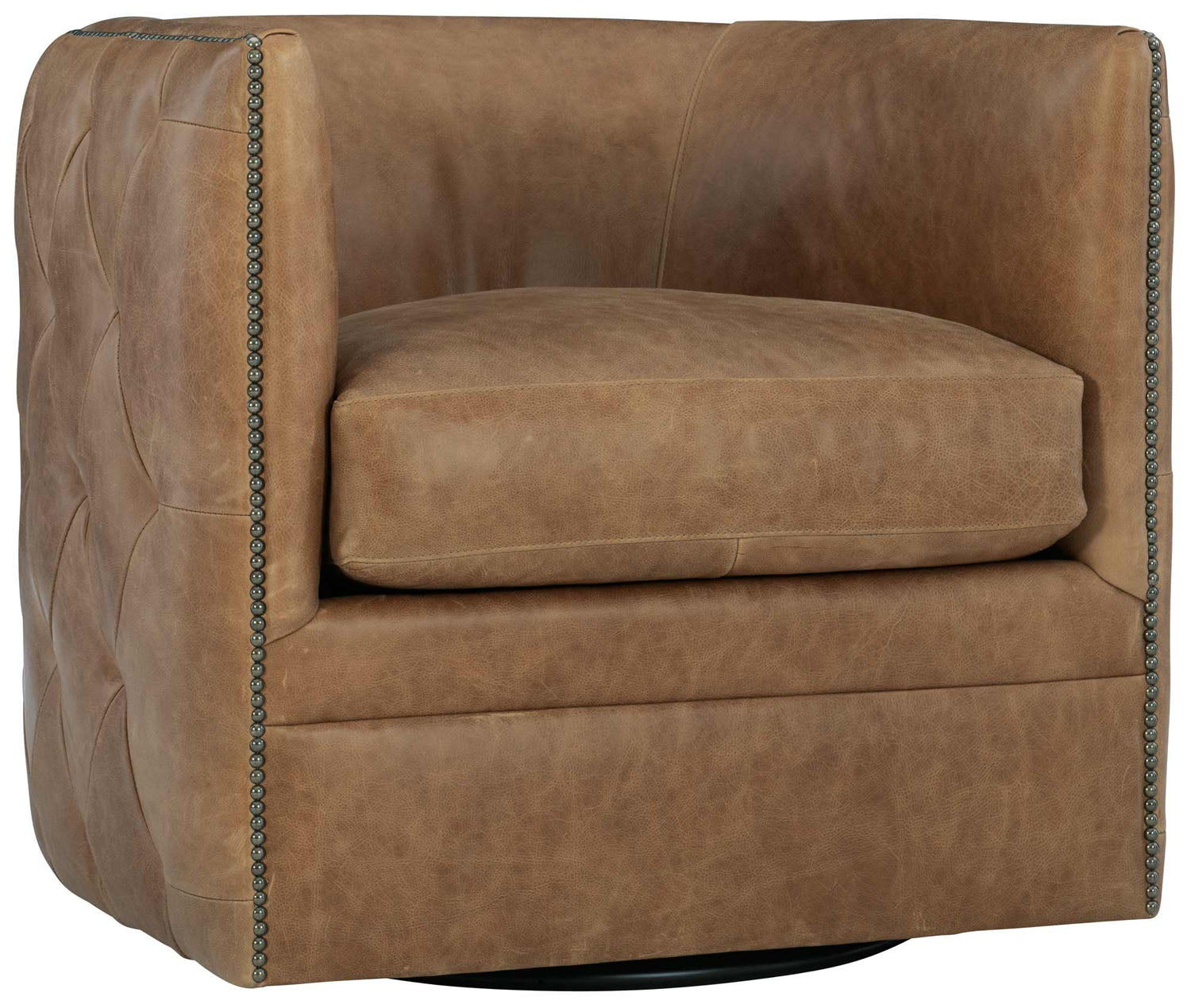 Bernhardt Living Palazzo Brown Leather Swivel Chair