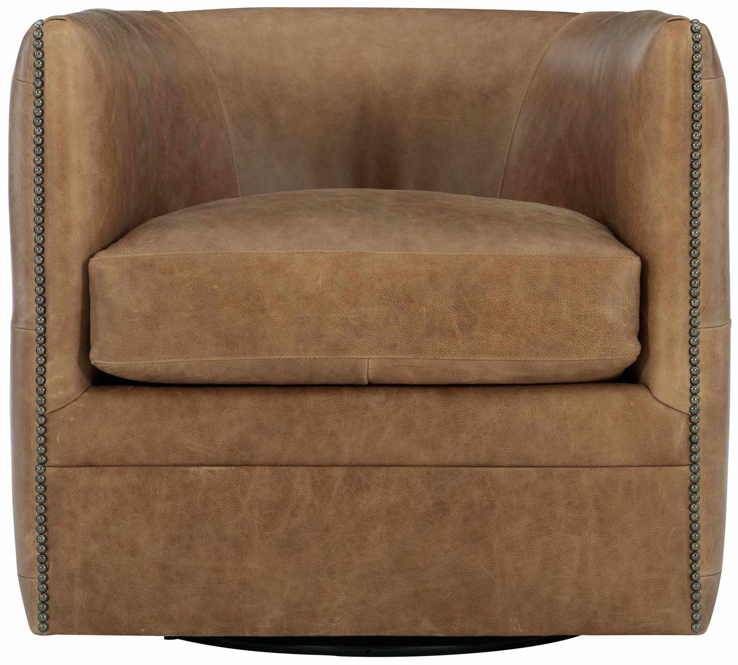 Bernhardt Living Palazzo Brown Leather Swivel Chair