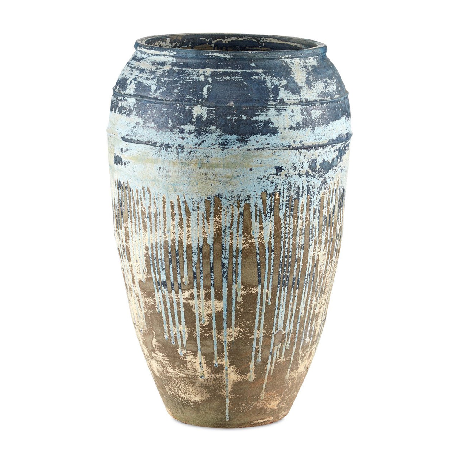 Currey & Co Catania Antique Blue Drip Planter