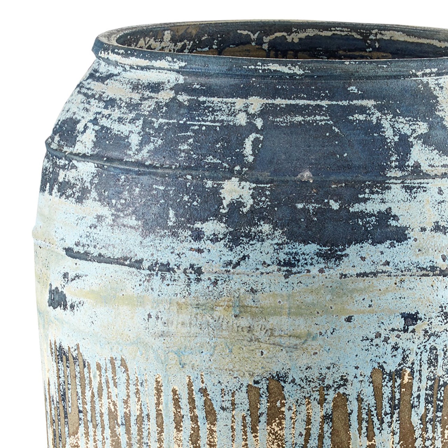 Currey & Co Catania Antique Blue Drip Planter