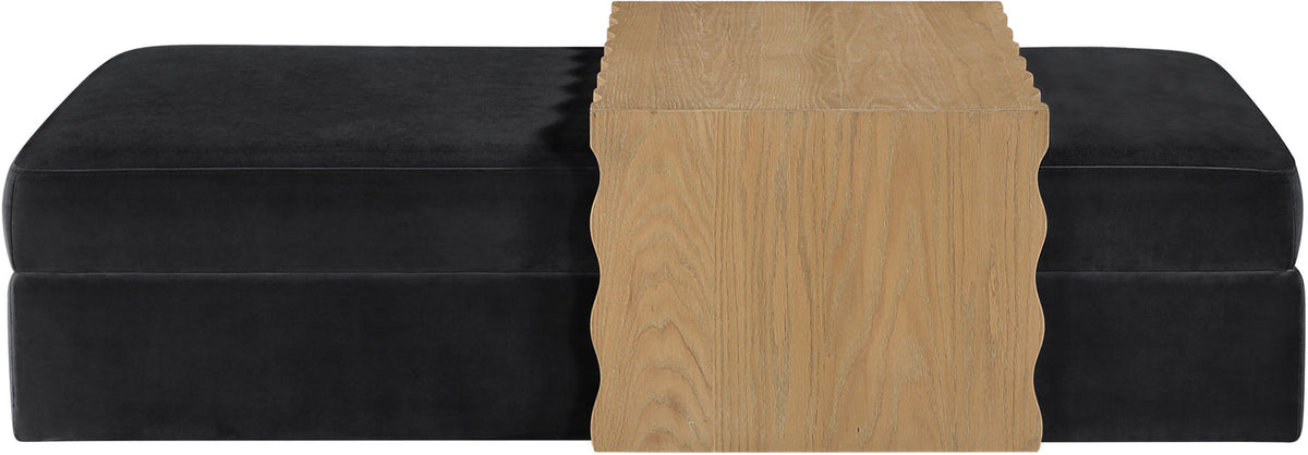 Woodra Black Velvet Upholstered Coffee Table/Ottoman