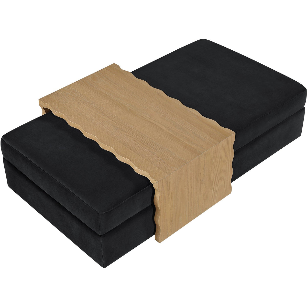 Woodra Black Velvet Upholstered Coffee Table/Ottoman