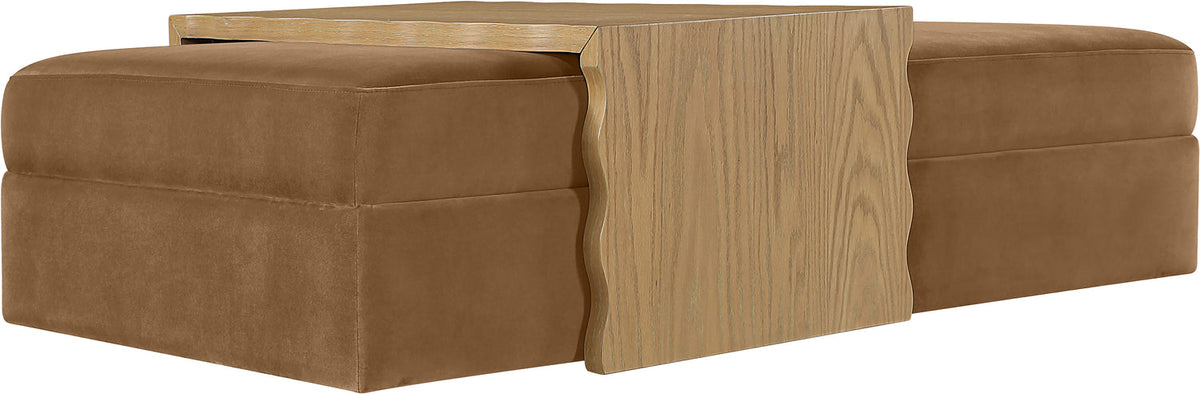 Woodra Saddle Velvet Upholstered Coffee Table/Ottoman