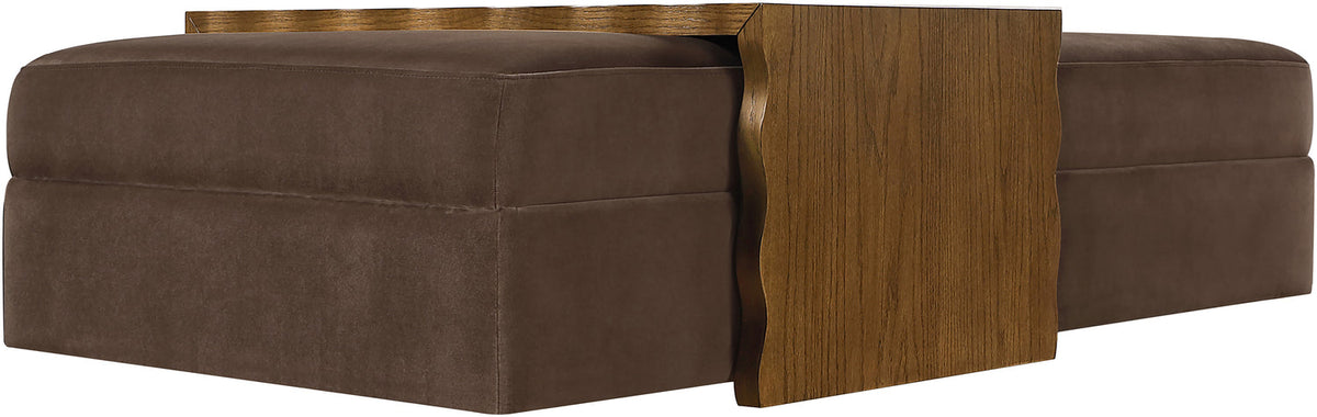 Woodra Brown Velvet Upholstered Coffee Table/Ottoman