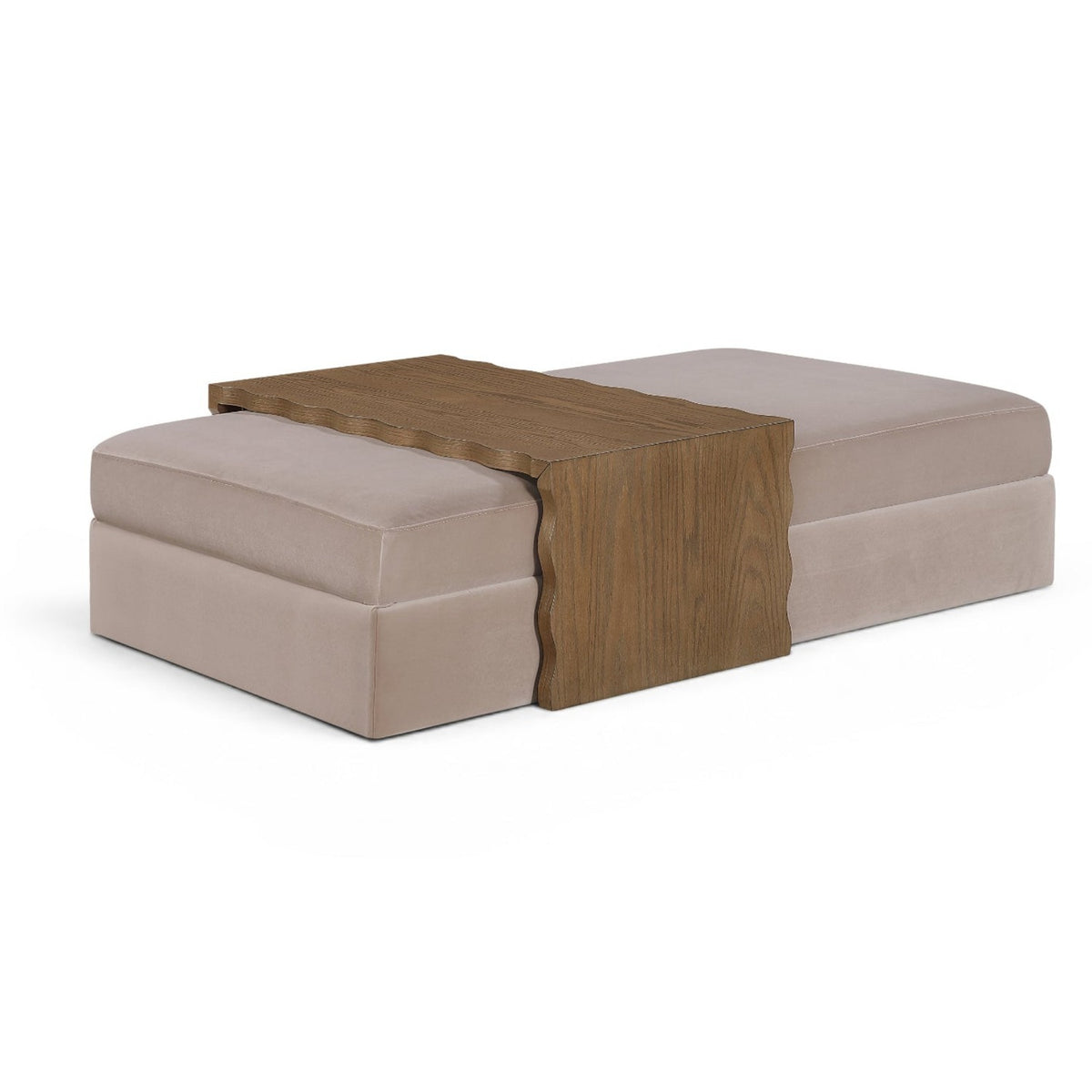 Woodra Taupe Velvet Upholstered Coffee Table/Ottoman in taupe velvet, primary product view