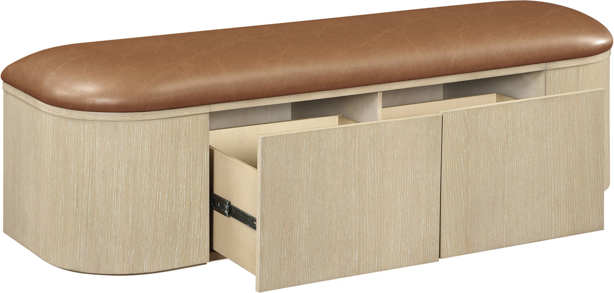 Velden Cognac Vegan Leather Upholstered Storage Bench