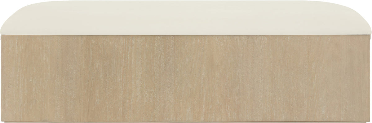 Velden Cream Vegan Leather Upholstered Storage Bench