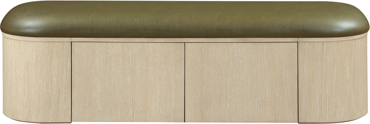Velden Olive Vegan Leather Upholstered Storage Bench