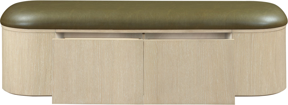Velden Olive Vegan Leather Upholstered Storage Bench