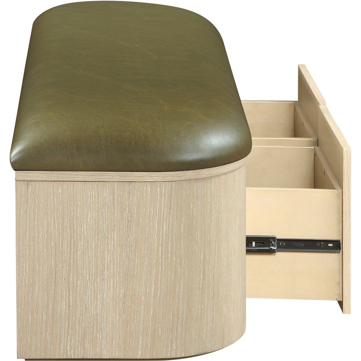 Velden Olive Vegan Leather Upholstered Storage Bench